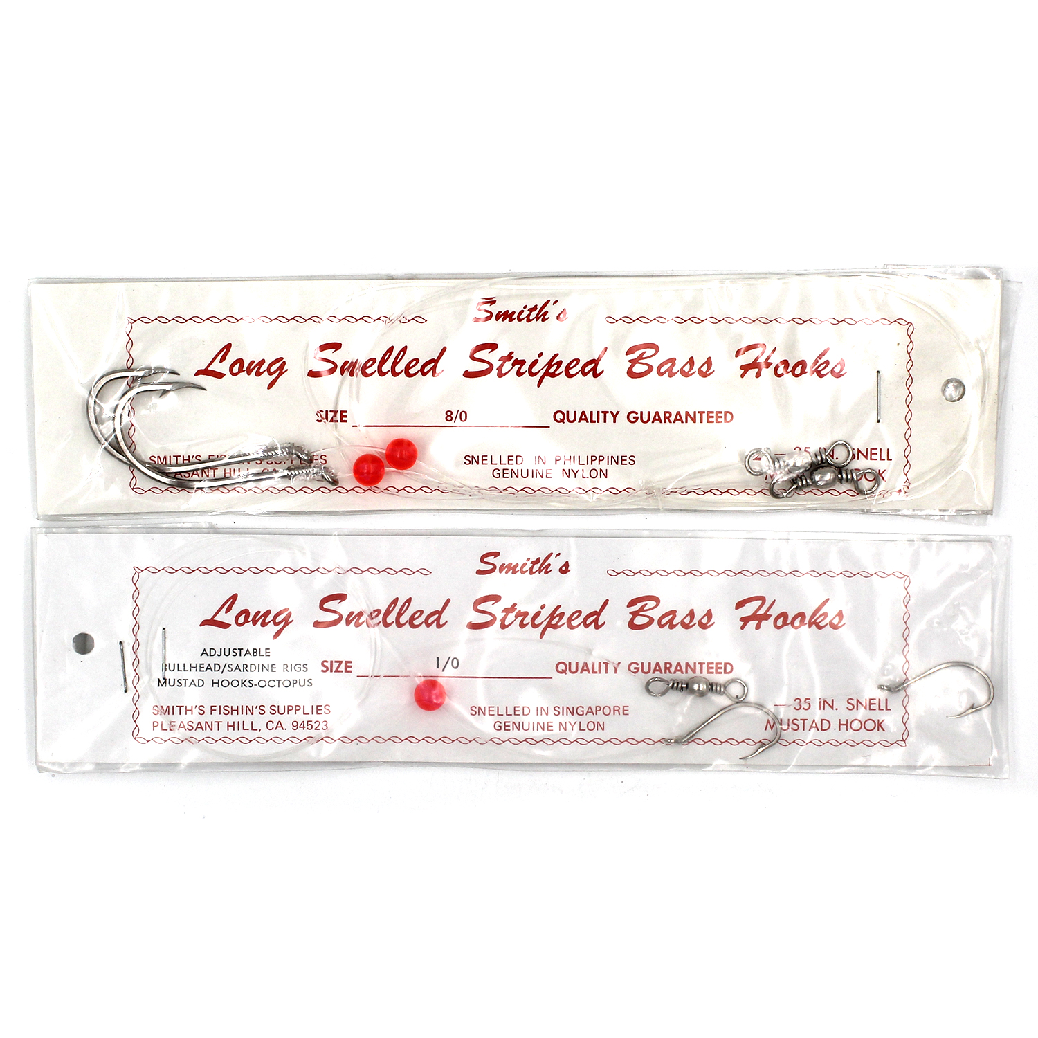 Smith's Long Snelled Striped Bass Rigged Hooks SLBS-2/0